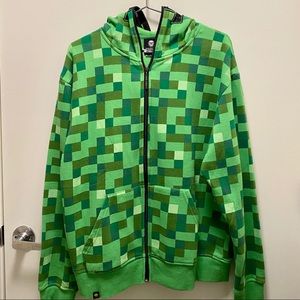 JINX Minecraft Men’s Zip-Up Hoodie with Full Mask